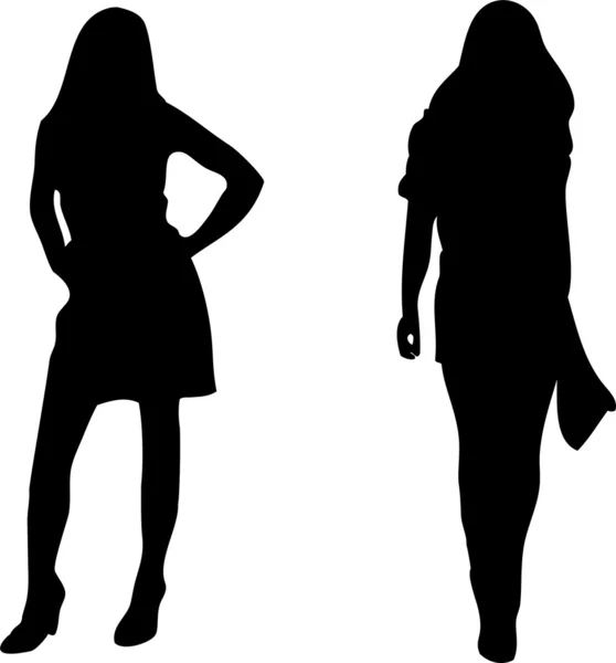 2 sexy donne silhouette — Vettoriale Stock