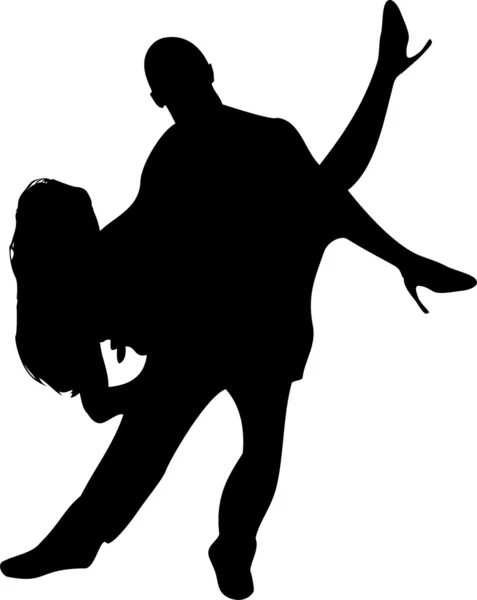 Couple of Dancers Silhouette — Stock Vector