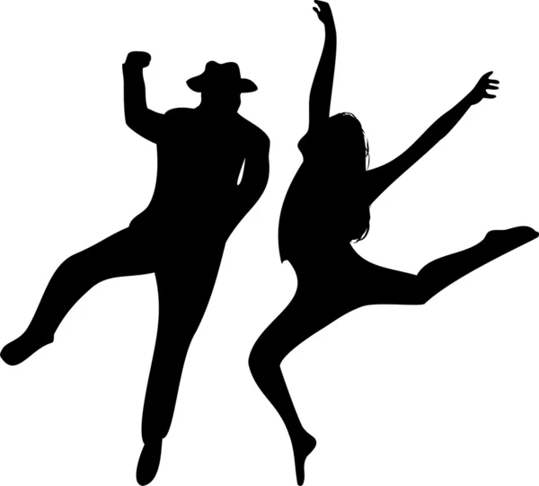 Paar von Tänzern Silhouette — Stockvektor