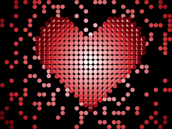 Parlak 3d kırmızı kalp dots. — Stok Vektör