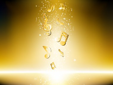 Golden background with music notes clipart