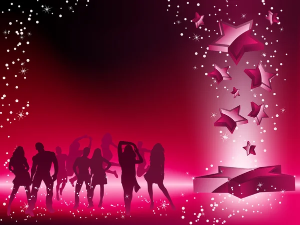 Festa Multidão Dançando Star Pink Flyer — Vetor de Stock