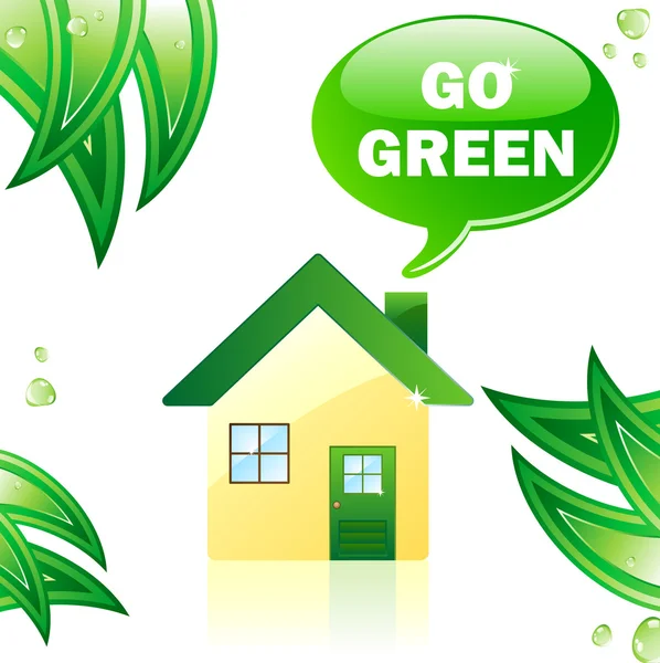 Go Green Glossy House. — Stock Vector