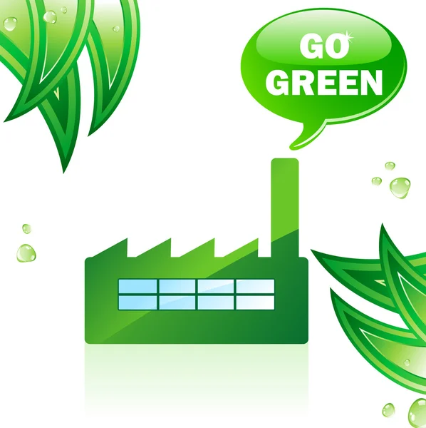 Przejdź zielony błyszczący fabryka. — Wektor stockowy