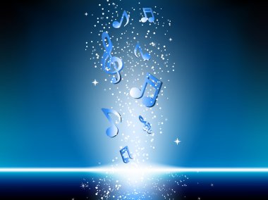 Blue background with music notes clipart