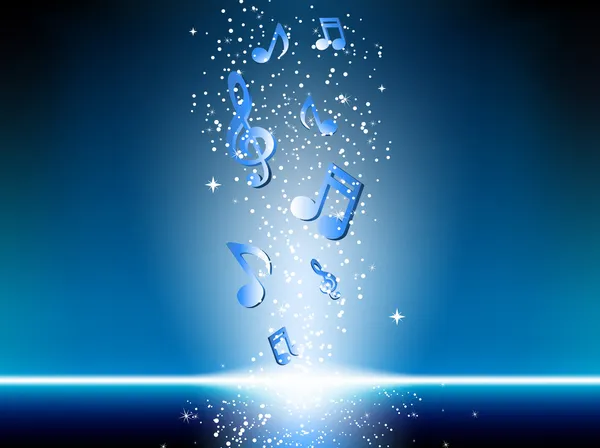 Синій фон з музичними нотами — стоковий вектор