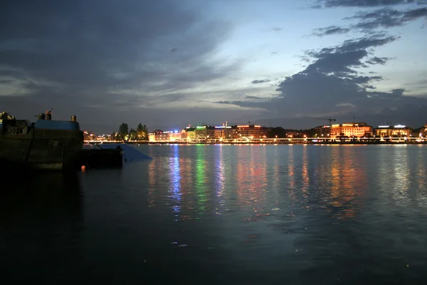 stock image Panorama of modern city at night.