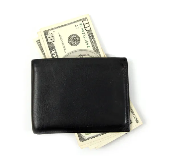 Černá kožená Peněženka — Stock fotografie