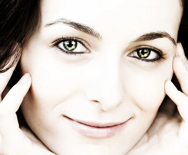 Frau mit grünen Augen lizenzfreie Stockfotos