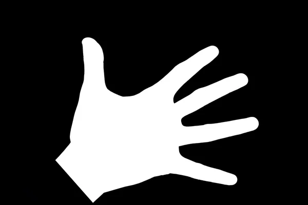 Mão branca isolada em preto - macro — Fotografia de Stock