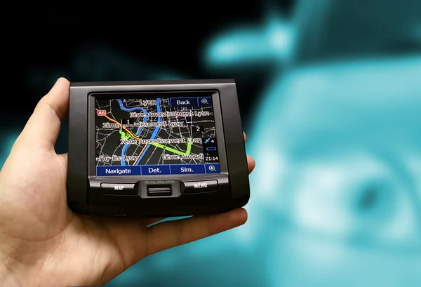 GPS dans une main d'homme . — Photo