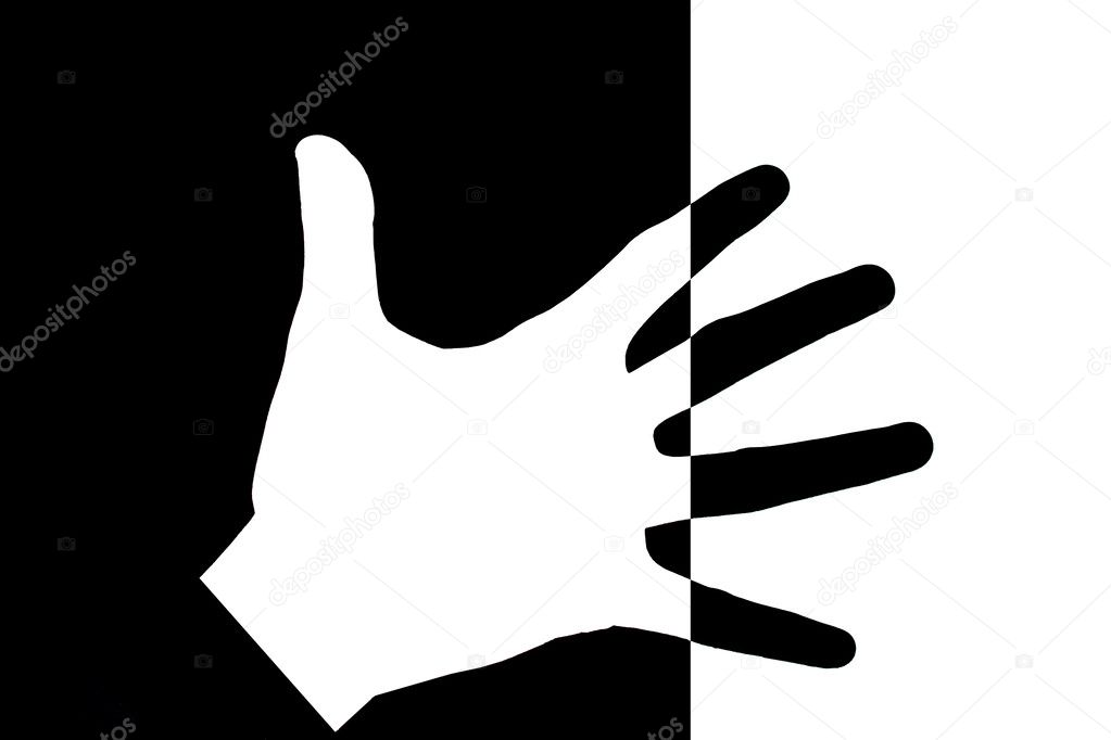 Black Hand isolated on white - macro