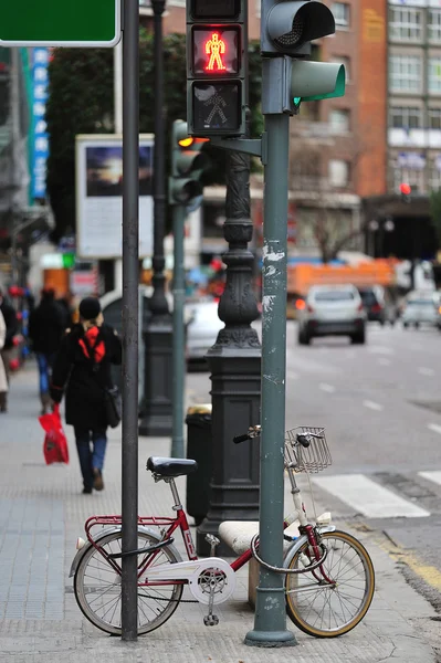 Parked bicycle traffic lights — Stock Photo, Image