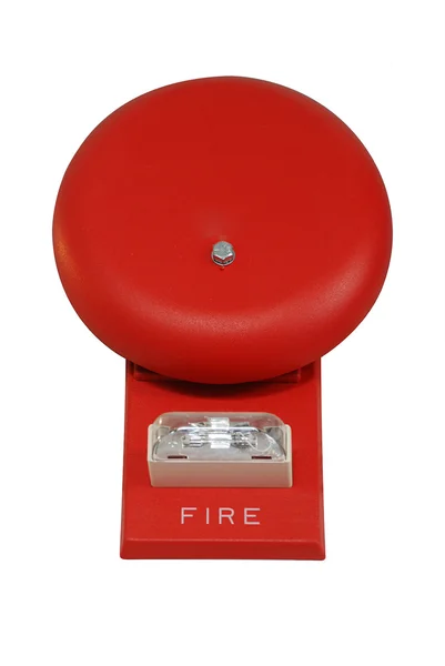 Red Fire Alarm Bell Isolated on White — Stock Photo, Image