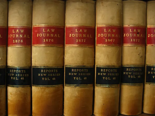 Row of Antique Law Books Circa 1800 Stock Photo