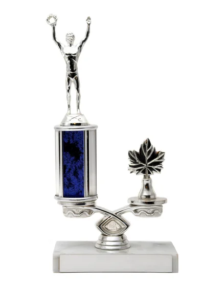 Prázdné trophy stříbrná a modrá, izolované — Stock fotografie