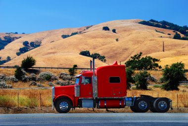 Red Truck in California Hills clipart