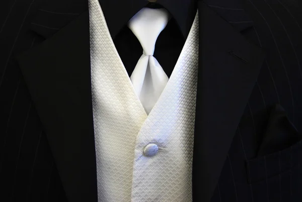 无尾礼服背心和领带的特写 — 图库照片