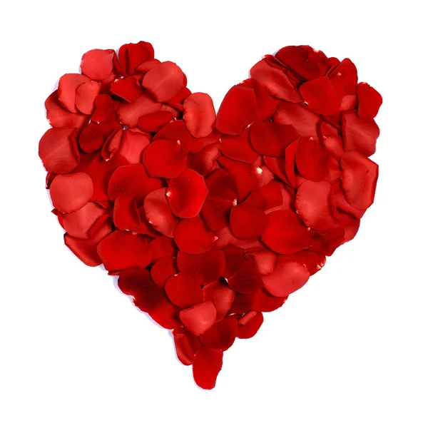 Heart made of rose petals on white Stock Photo