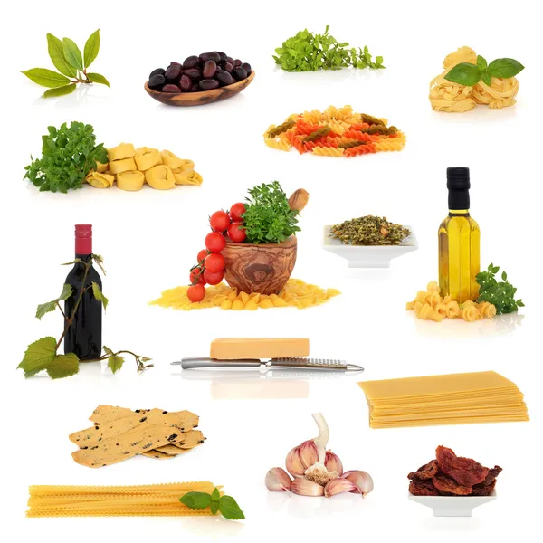 Coleção de alimentos italianos — Fotografia de Stock
