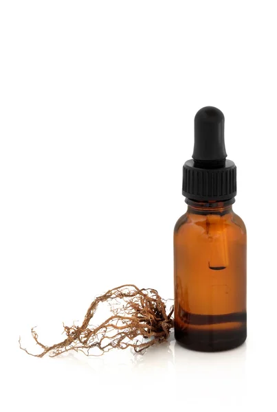 Valerian Root and Tincture Bottle — Stock Photo, Image