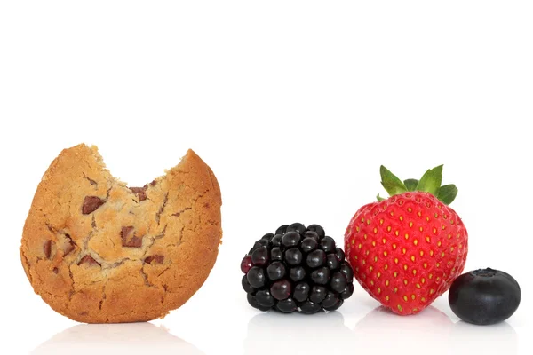 Snack de biscoito e frutas — Fotografia de Stock