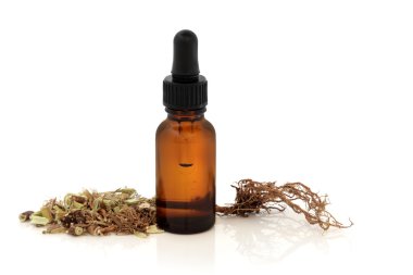 Valerian Root and Tincture Bottle clipart