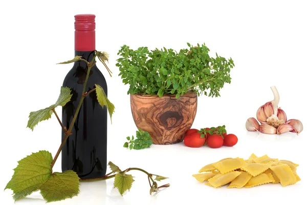 Italiaans eten en wijn — Stockfoto