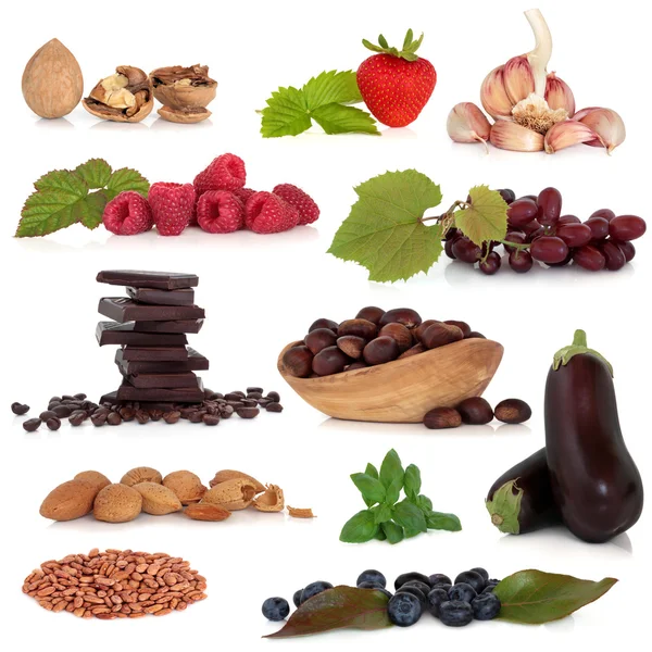 Zdravé potraviny sampler — Stock fotografie