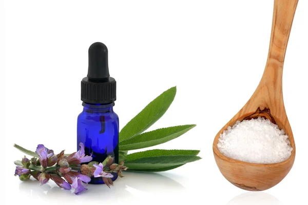 Sage Herb and Sea Salt — Stock Photo, Image
