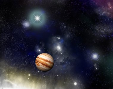 Universe - jupiter and a starfield clipart