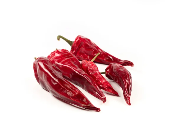 Dried red chili peppers isolated — Stock Photo, Image