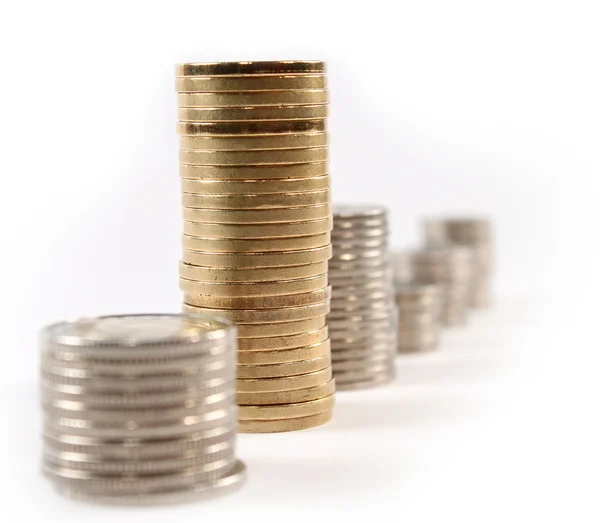 Coin money in stacks isolated — Stock Photo, Image