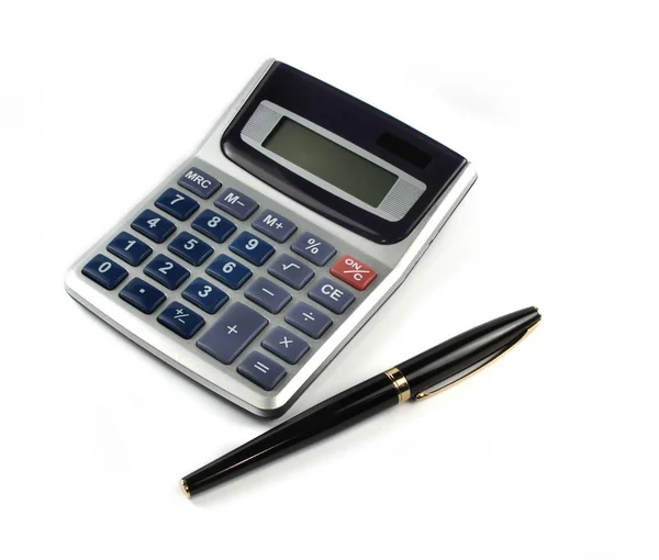 stock image Calculator with pen isolated