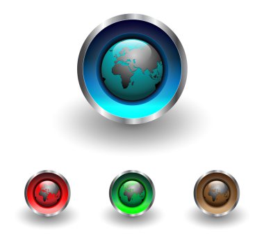 Web buttons with earth globe clipart