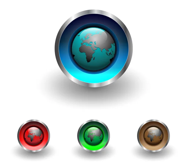 Web buttons with earth globe — Stock Vector