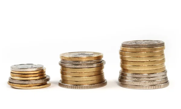 Coin money in stacks isolated — Stock Photo, Image