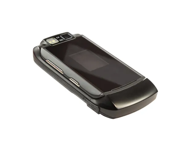 Czarny telefon komórkowy na białym tle — Zdjęcie stockowe