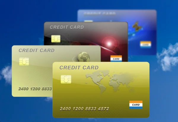 Four credit cards illustration — Stock Photo, Image