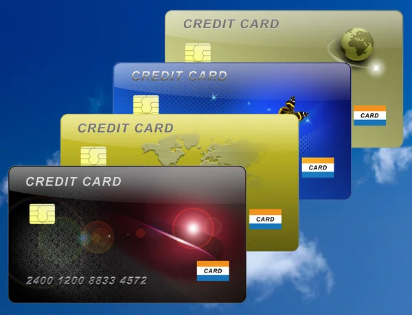 Quattro carte di credito illustrazione — Foto Stock