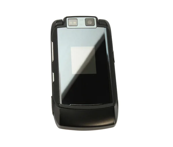 Czarny telefon komórkowy na białym tle — Zdjęcie stockowe