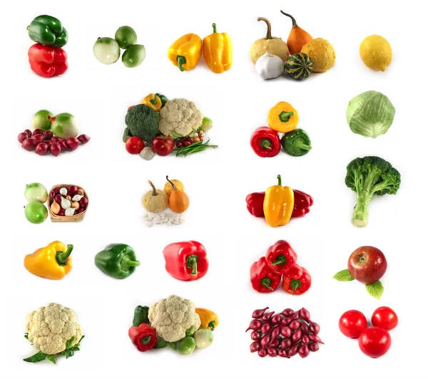 Csoportja, a friss zöldség és gyümölcs — Stock Fotó