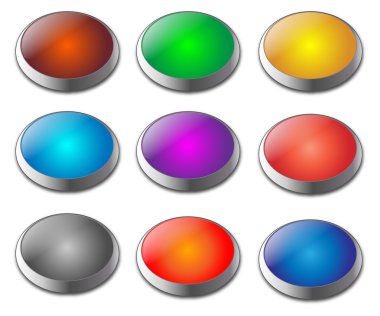 Set of gel metallic blank web buttons clipart