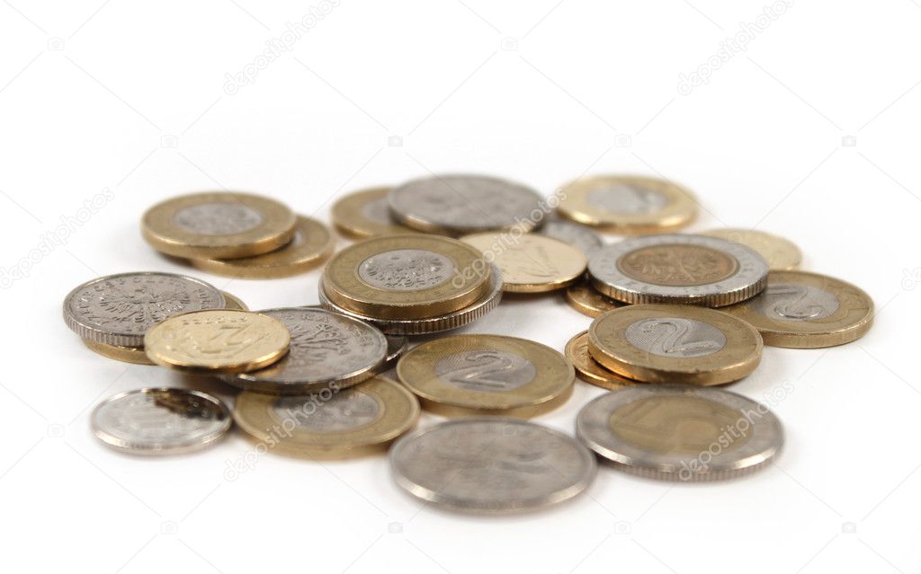 Pile of coin money isolated
