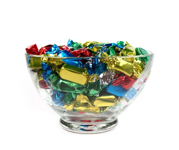 Candys i en glasskål — Stockfoto