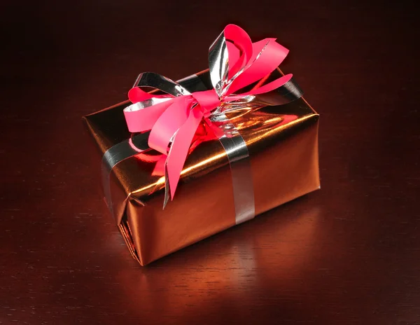 Gift box on black background — Stock Photo, Image