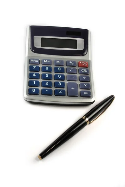 stock image Calculator with pen isolated