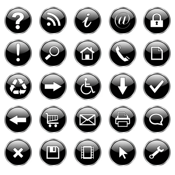 Set di 25 icone web, pulsanti — Vettoriale Stock