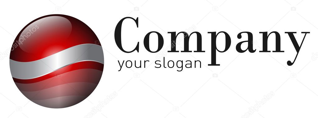 Logo - glossy red ball with metallic elements, modern logo perfect for your business.