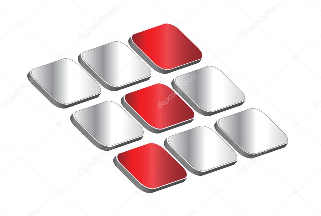 3D logo - red and silver cubes, dynamic logo for your business
